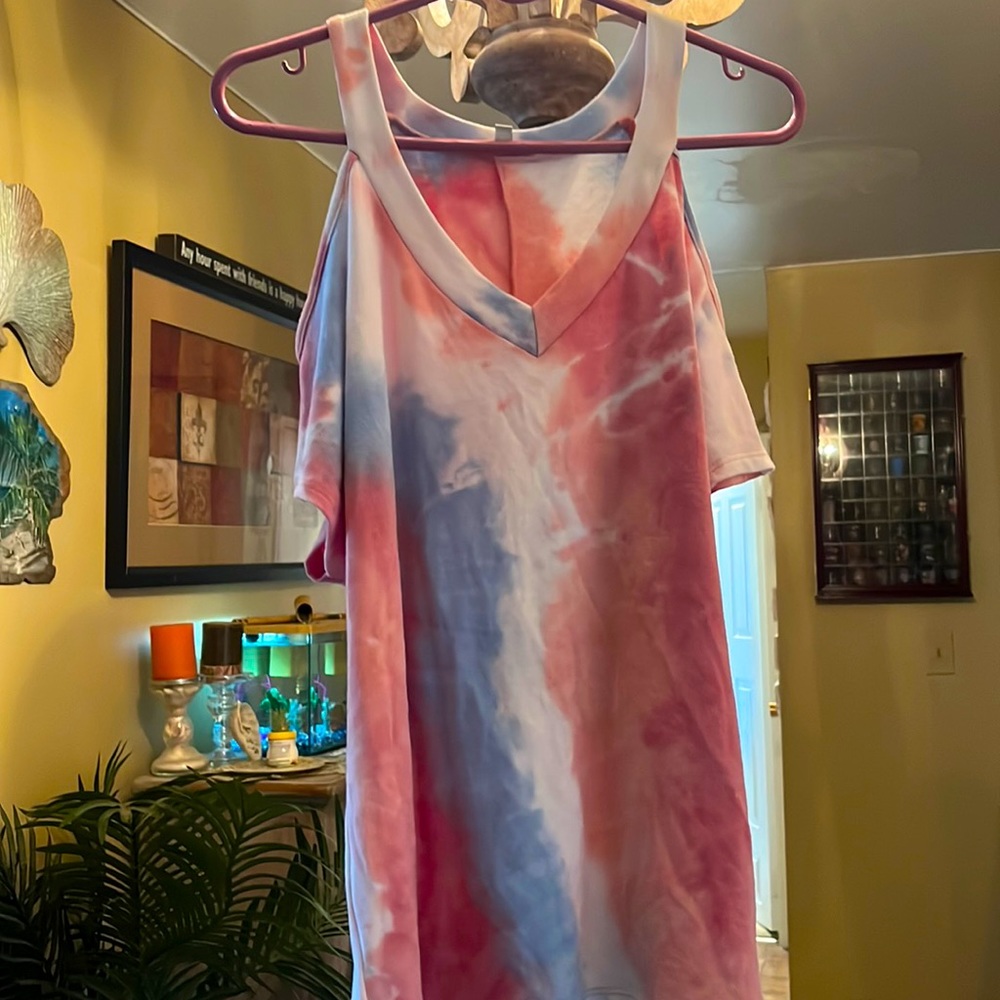 Beautiful White Birch Off The Shoulder Tye Dye Top XL
